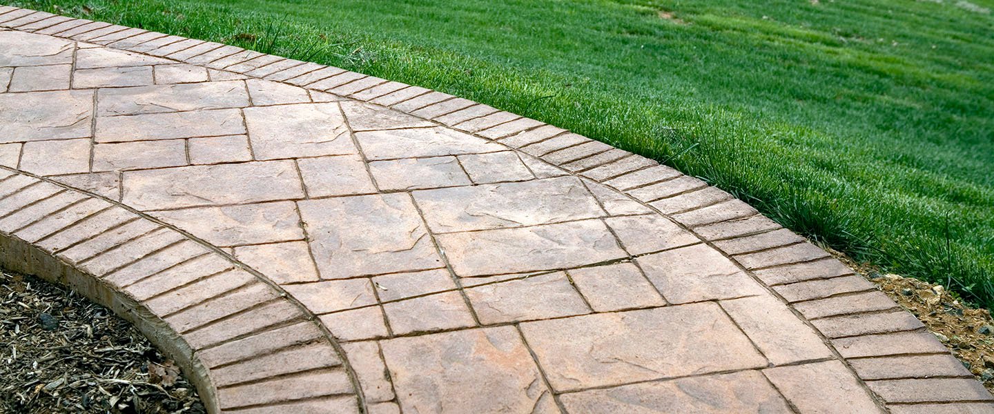 Stamped concrete walkway